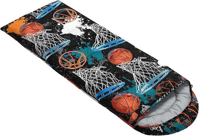 Axolotl Gamepad Sleeping Bag,3 Season Warm and Cool Weather Game Console Sleeping Bag for Boys Teens,Waterproof Lightweight Geometry Hexagonal Sleeping Bag for Traveling,Outdoors Camping,Blue,Black