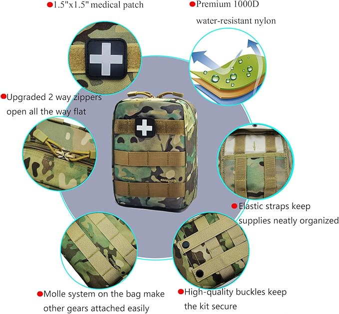 Carlebben EMT Pouch MOLLE Ifak Pouch Tactical MOLLE Medical First Aid Kit Utilit Camouflage