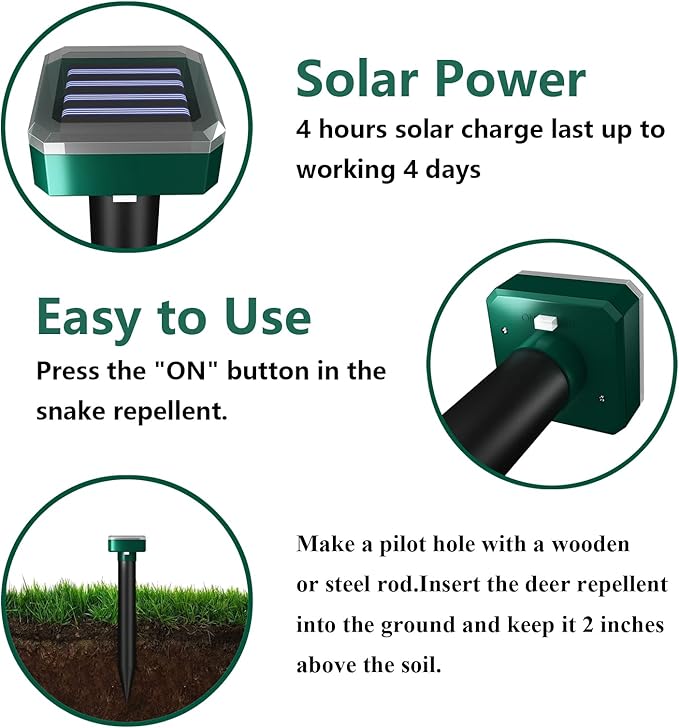 Effective Solar Deer Repellent Outdoor - Ultimate Deer Deterrent Devices for Your Yard, Keep Deer Away with High-Tech Deer Repeller for Yard, Deer Repellent Devices Outdoor Pet Safe