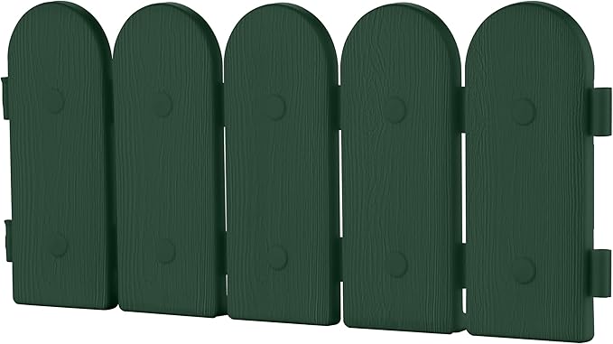 Evelyne Garden Border Edging: Wooden Fence Design - 16pcs Green Yard Landscaping Fence Liner Lawn Edge Barrier - 20ft Kit of Decorative Lawn Landscape Panels Elements -Landscaping Edging-GMT-10374-B16