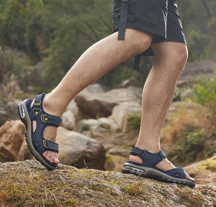 CAMEL CROWN Men's Leather Sandals for Hiking Walking Beach Treads Water Athletic Outdoor with Premium Air Cushion | Waterproof