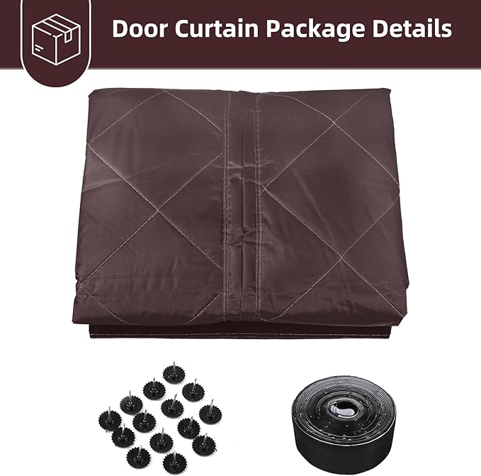 Insulated Door Curtain Fit 36"x82" - Magnetic Thermal Cover for Winter - Winter Door Insulation to Keep Warm Air In & Cold Air Out