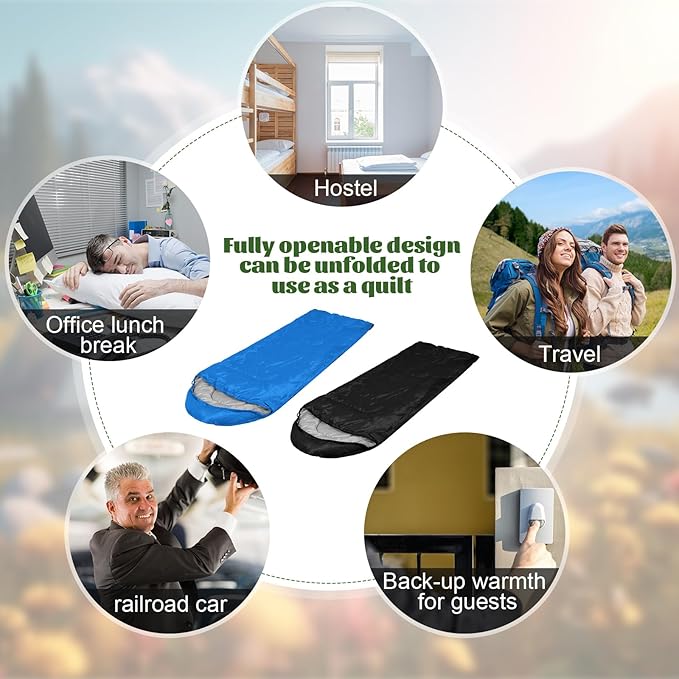 Tudomro 16 Pack Camping Sleeping Bags Bulk Adults Envelope 4 Season Cold Warm Weather Lightweight Waterproof Compact Backpacking Sleeping Bag for Travel Hiking