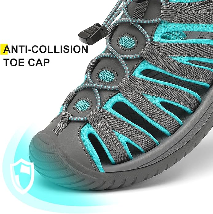 Dannto Women's Closed Toe Hiking Sandals Walking Water Sandal Comfort Athletic Sport Outdoor Sandals