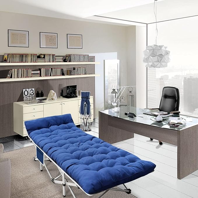 2-Pack Camping Cot with Mattress Cots for Sleeping with Camfortable Pad Heavy Duty Camping Bed for Adults Folding Cot for Home Outdoor Office Nap and Vacation