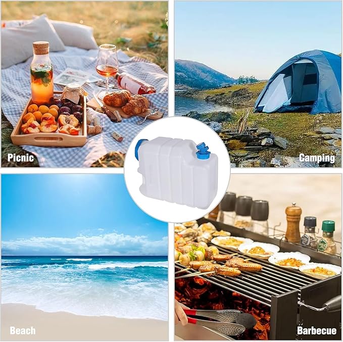 4 Gallon/15L Water Container with Spigot, Portable BPA Free Water Jug, Multifunction Water Tank for Camping Outdoor Hiking Picnic Supplies, 4 Pack