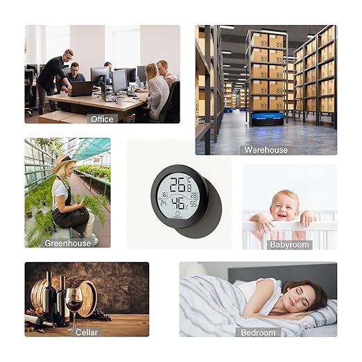 SECRUI Hygrometer Thermometer for Room Temperature Humidity Meter Indoor Thermometer Accuracy Calibration LCD Temperature Sensor with Maximum and Minimum Records, TH1,Black