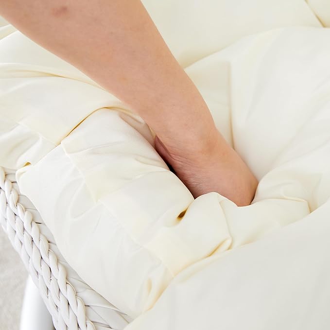 JUFU Egg Swing Chair with Stand,Patio Hanging Basket Chair Outdoor,Hammock Chair with Cushions and Pillow,Hanging Egg Chair with Aluminum Steel Frame for Indoor Bedroom Balcony