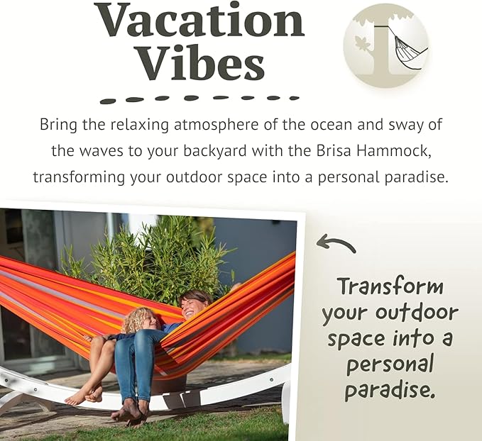 LA Siesta Brisa Classic Hammock, Handmade, Weather-Resistant, Tear-Resistant Hammock for Indoor & Outdoor Relaxation, Size-Double - Toucan