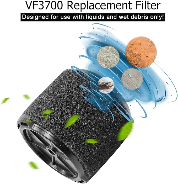 4 Pack VF3700 Filter Compatible with Ridgid Vac 3-4.5 Gallon Vacuum Cleaners, Wet Application Foam Filter Fit WS0301VA WS0400DE WS14045