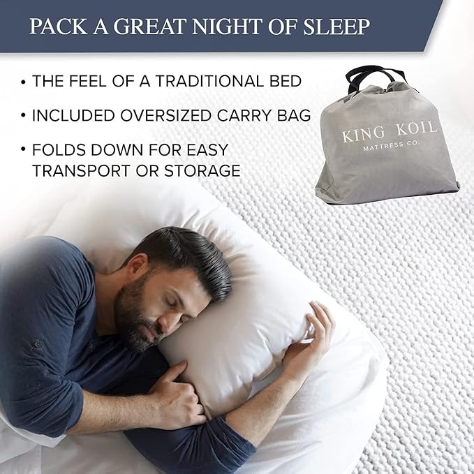 King Koil Plush Pillow Top Twin-Size Inflatable Air Mattress with Built-in High-Speed Pump for Camping, Home & Guests - Luxury 13" Twin Airbed Blow Up Mattress Waterproof, 1-Year Warranty