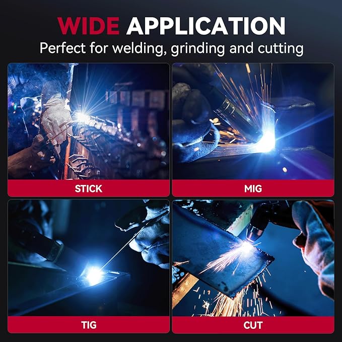 ARCCAPTAIN Large View 3.94" x 3.66" True Color Auto Darkening Welding Helmet with Light, Solar Powered Welding Hood, 4 Arc Sensor Wide Shade 4/5-9/9-13 for Stick MIG TIG Cut,Denim