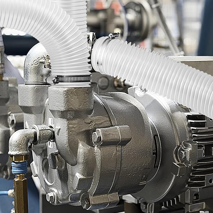 4" x 20' Clear Dust Collection Hose, 4 Inch PVC Puncture Resistant Fume Collection Hose with 6 Pieces Stainless Steel Clamps for Woods Debris