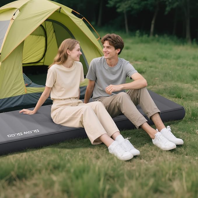Self-Inflating Sleeping Pad with Portable Electric Air Pump, 4in Thick Memory Foam Camping Mattress for Tent Cot & Car Travel, Fast Inflate & Deflate Camping Pad