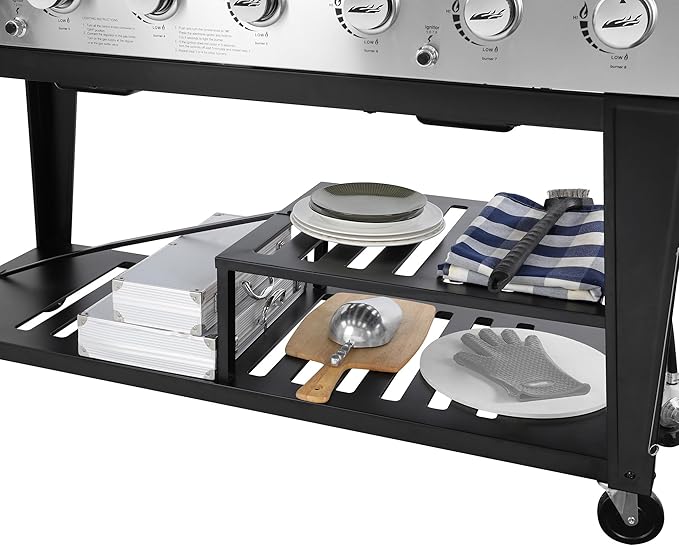 Royal Gourmet 8-Burner Gas Grill, 104,000 BTU Liquid Propane Grill, Independently Controlled Dual Systems, Outdoor Party or Backyard BBQ, Black