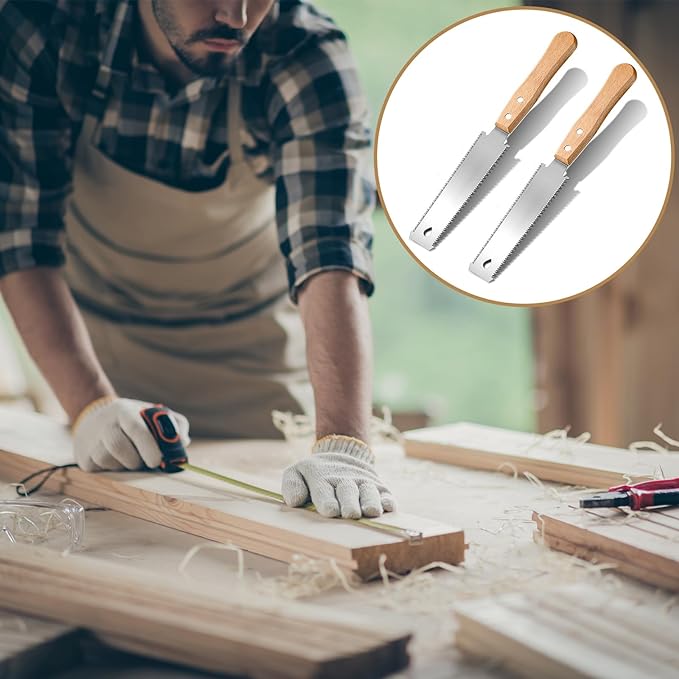 Gisafai 2 Pcs 6 Inch Small Woodworking Hand Saw Japanese Flush Cut Flexible Double Edge Tpi 17/14 Pull Woodworking Saw for Craft Mini Wood Handle Garden Trim for Hardwoods Softwoods DIY