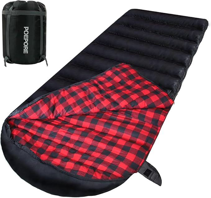 0 Degree Sleeping Bag 100% Cotton Flannel XXL Cold Weather Winter Oversized Sleeping Bag for Adults Camping Zero Degree Big and Tall with Compression Sack