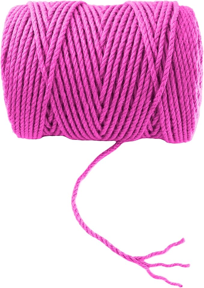 4mm x 300 Feet Pink Jute Rope, Twine for Gardening Tomato Climbing Plant Tie Floristry Crafts Gift Wrapping Packing Decor