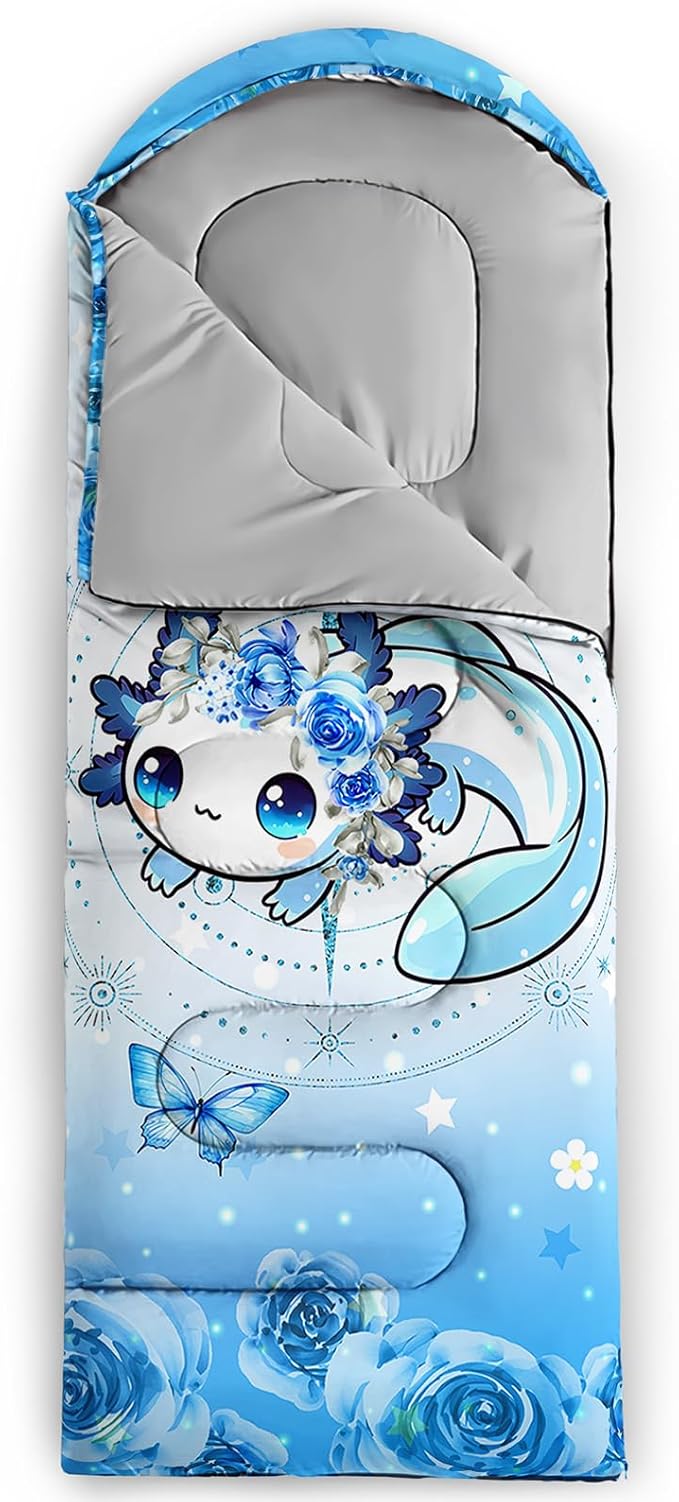 AILONEN Outer Space Astronaut Camping Sleeping Bags,Lightweight & Waterproof,3 Season Warm & Cool Weather,Cartoon Sleeping Bags for Kids,Boys Girls Travelling,Outdoors