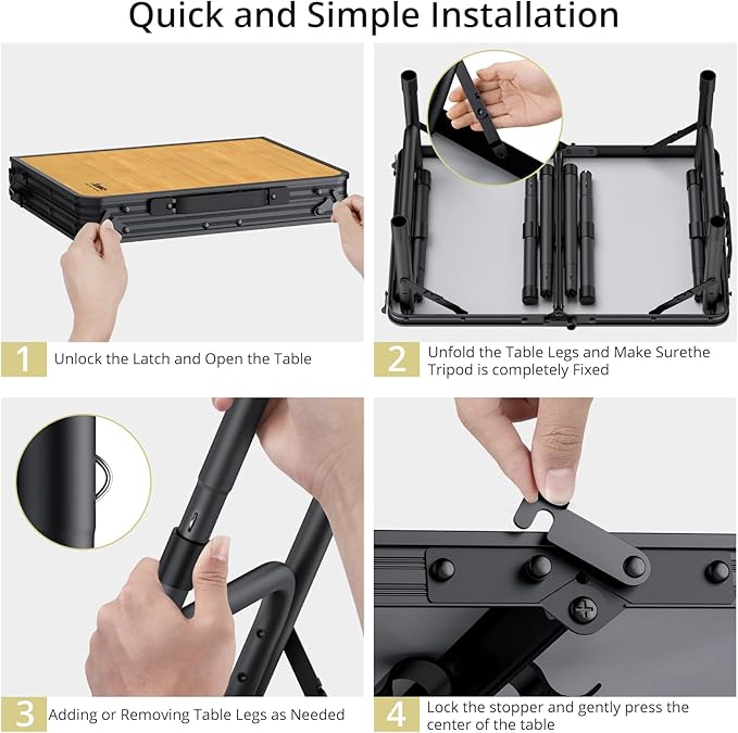 2ft Camping Table Foldable with Storage Net, 3 Adjustable Heights Aluminum Small Folding Table, Lightweight, Portable Handle, for Travel Outdoor Beach Camping Picnic, 23.2" x 16", Yellow