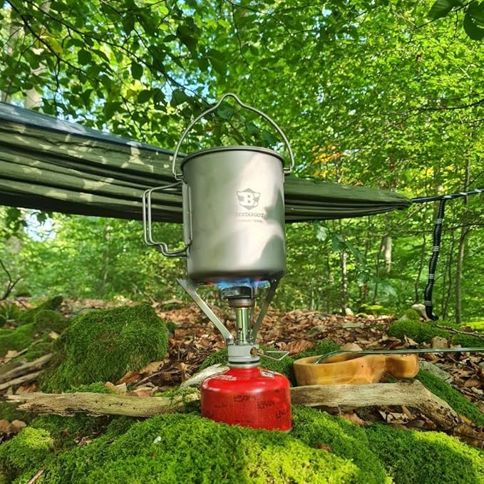 Bestargot Camping Titanium Pot, 750ml Outdoor Cup with Insulation Cup Carrier, Titanium Camping Drinkware, 132g Lightweight and Large Capacity (750 titanium)