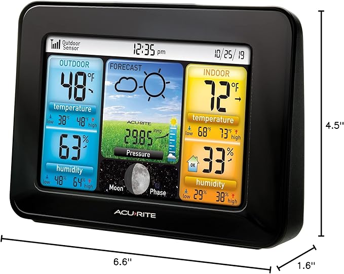 AcuRite Wireless Home Weather Station with Color Display, Indoor Outdoor Thermometer and Temperature Sensor (02077M)