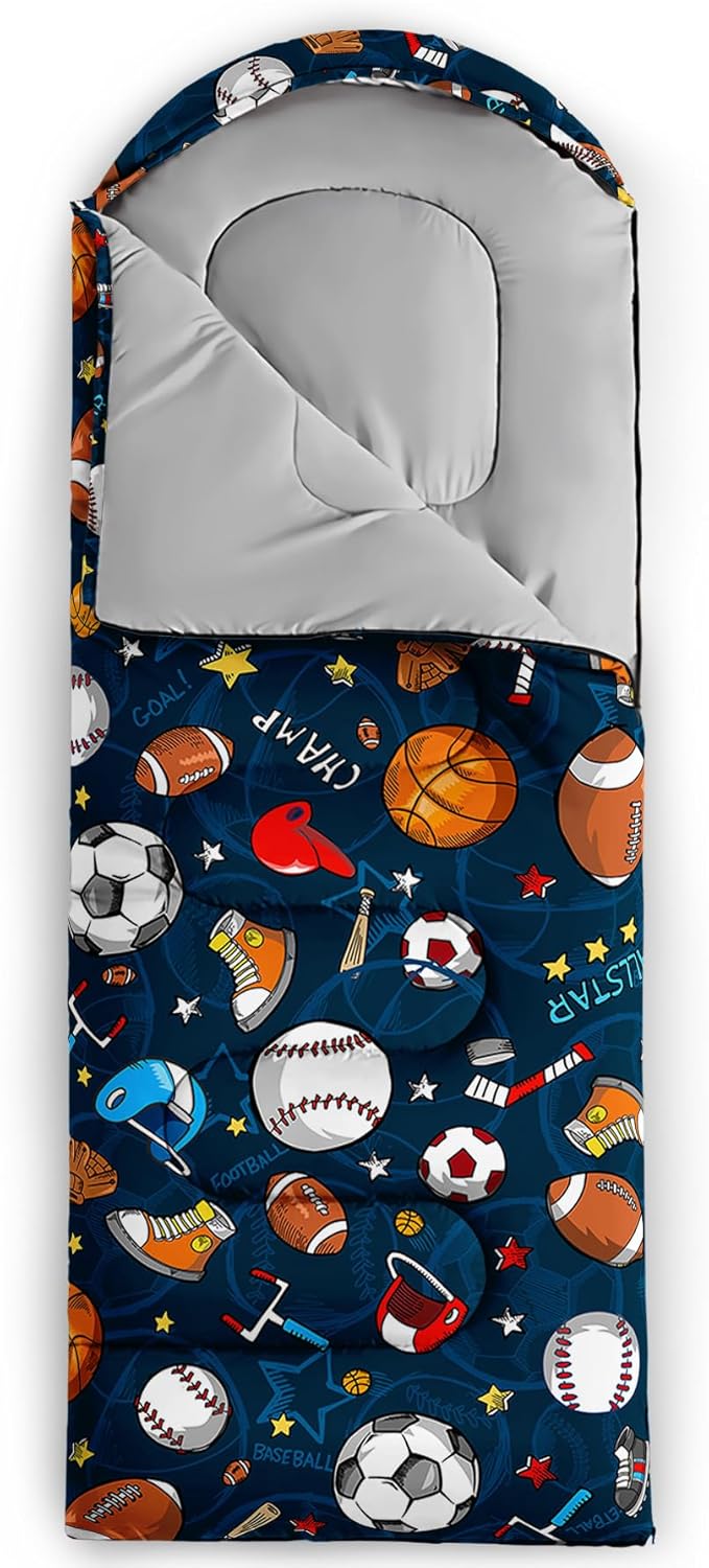 Axolotl Colorful Cats 3 Season Sleeping Bag for Kids, Girls, Teens - Warm and Cool Weather Pet Animal Theme, Waterproof Lightweight for Traveling, Outdoors Camping Equipment