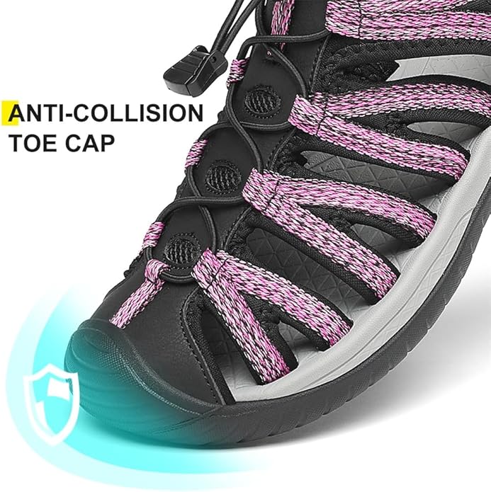 Dannto Women's Closed Toe Hiking Sandals Walking Water Sandal Comfort Athletic Sport Outdoor Sandals