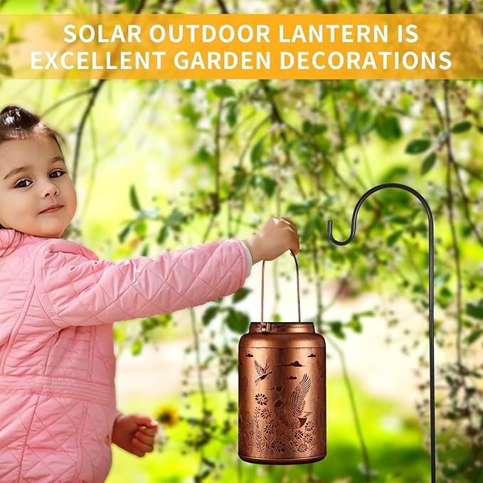 Solar Lanterns Outdoor Waterproof Garden Decor Birthday Gifts for Women Mom Grandma Hanging Lights Metal Decoration Outside for Yard, Patio,Backyard,Porch(Wild Goose)