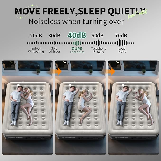 InnoTruth Air Mattress Queen with Built in Pump, Inflatable Mattress Blow up Mattress, 18" Self Inflating Colchones Inflables Foldable Air Bed for Guest & Home, Ideal for Camping, 650lbs Weight Max
