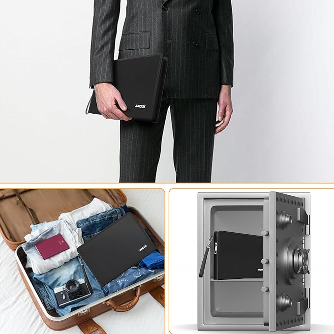 JUNDUN 5200℉ Fireproof Document Bag,13.5”x 9.6” Water Resistant and Fireproof Money Bag with Zipper,Home Fire Safe Storage Bag Pouch for Letter Size Documents,Cash,Passport and Cards