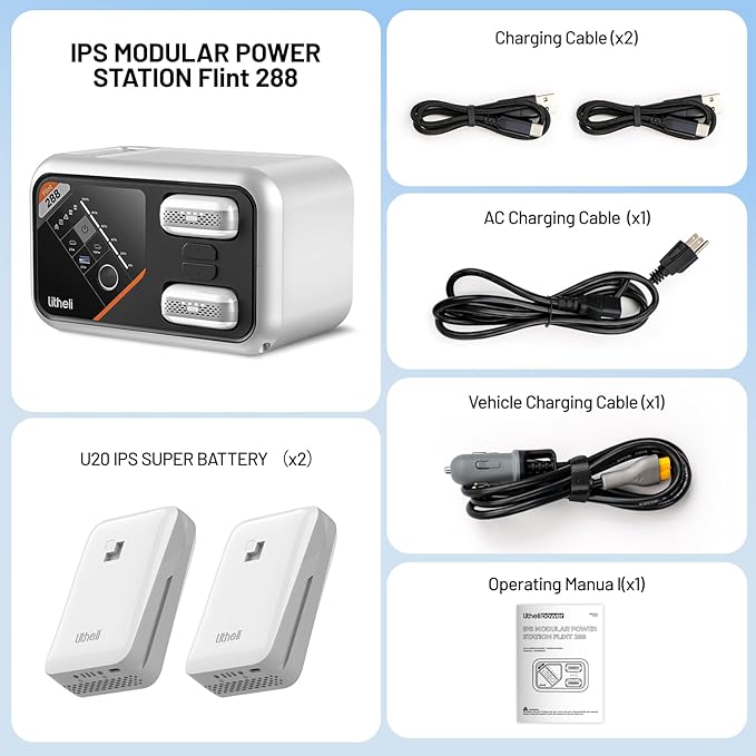 Litheli 288 Series Portable Power Station 287Wh, Lithium Battery Solar Generator(2 x 74Wh Battery Pack Shipped Separately), 300W AC Outlet, 0-95% in 50Min, Power Bank for Outdoor Emergency RV Van