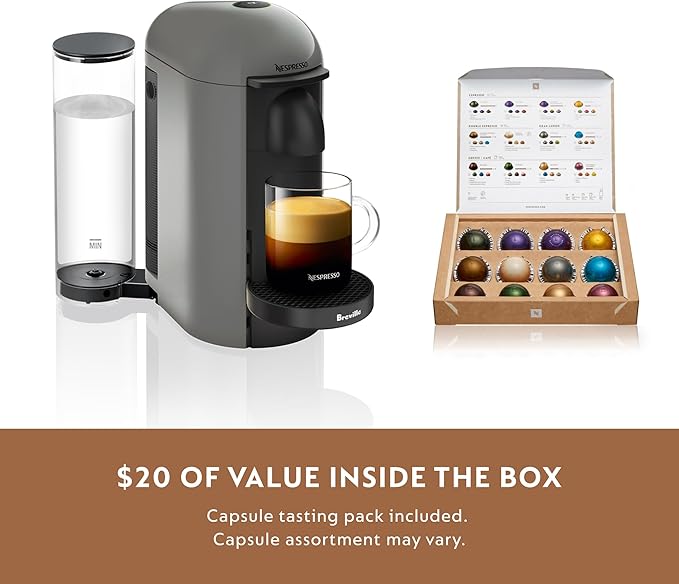 Breville Nespresso VertuoPlus Coffee and Espresso Machine by Breville,8 ounce,Grey