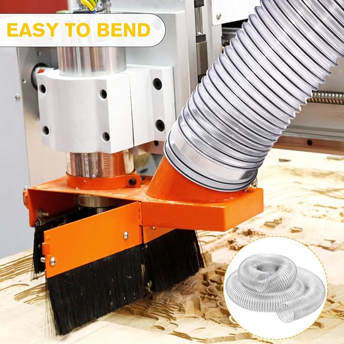 4"x15'Dust Collection Hose(Black Wire),4 Inch Dust Collection Tube with 304 Stainless Steel Hose Clamps,PVC 4 Collector Flexible Tube- Puncture Resistant