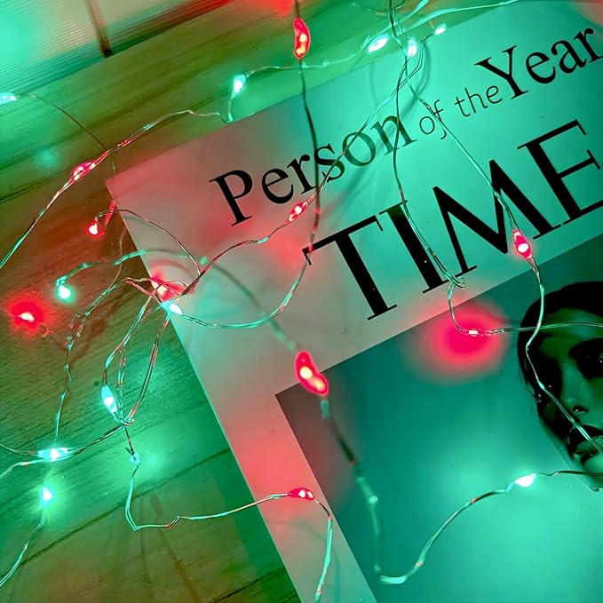 4-Pack 50 LED Fairy Lights Battery Operated with Timer, 16FT Waterproof Starry Christmas Lights Outdoor Indoor Mini Twinkle String Light for Bedroom Home Wedding Party Christmas Decor (Red and Green)