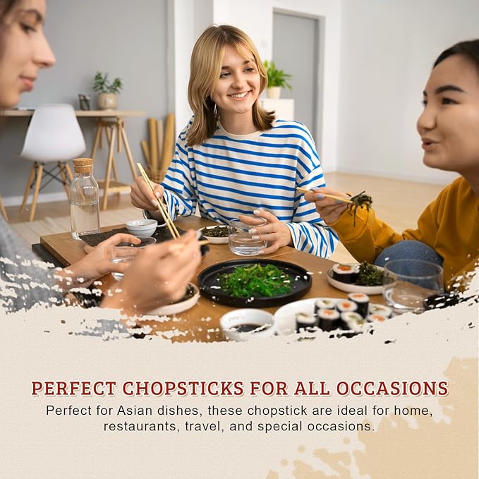 52USA Disposable Bamboo Chopsticks (100 Sets), 9'' Long Individually Wrapped Chinese Chopsticks Wooden Clear Bag Bulk