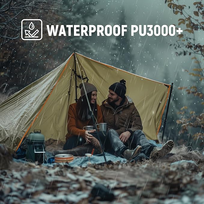 Waterproof Camping Tarp 10 x 10ft Survival Tent Backpacking Portable Tarp Multifunctional Anti-UV Shelter for Outdoor (Camo)