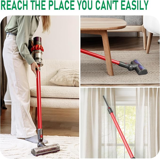 Dyson Replacement Wand Tube Quick Release Compatible for Dyson V15 V11 V10 V8 V7 Vacuum Accessories Parts, 28.7in Extension Cleaner Attachment for Home Office (Red)