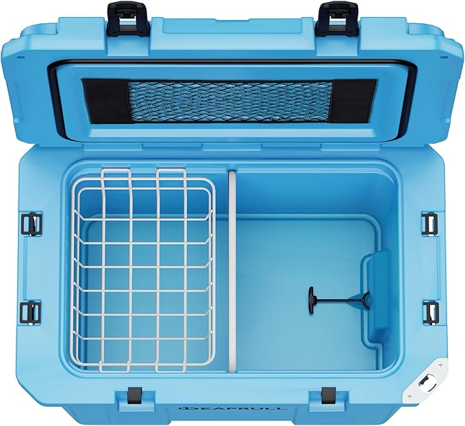 Hard Cooler, Insulated Ice Chest Box Holds Ice for More Days, Portable Cooler with Handle, Cup Holders, Double Latches for Camping Drink, Beach, Picnic, Fishing, Boat, Barbecue