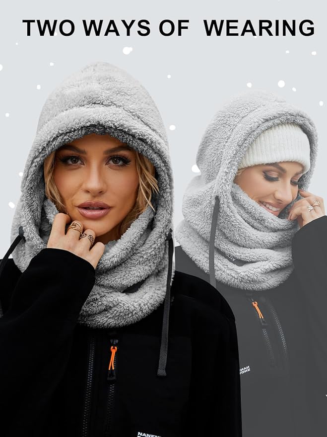 Balaclava Fleece Ski Mask for Men Women Winter Face Masks Windproof Hooded Scarf Cold Weather Hat Neck Warmer