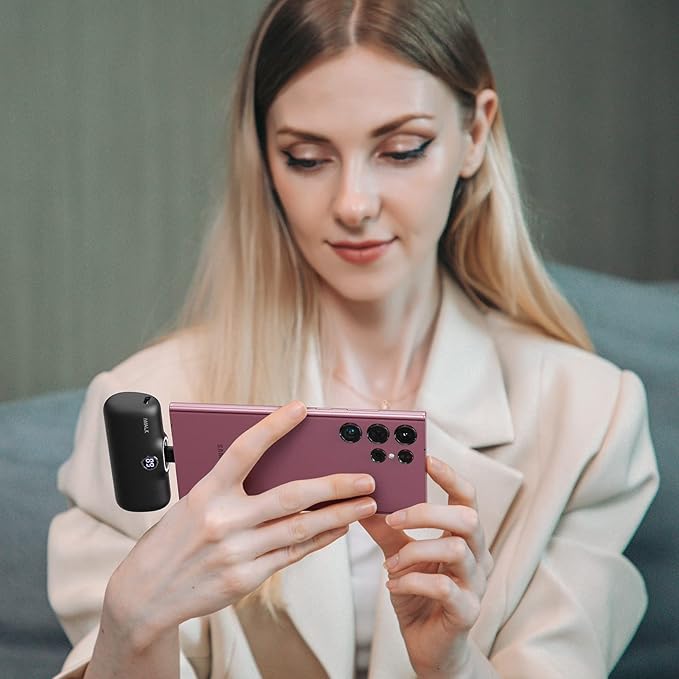 iWALK Small Portable Charger, 4,800mAh 18W PD Fast Charging Power Bank with Built-in USB-C Connector, External Mini Battery Pack for Samsung Galaxy S25/S24/S23, Android, iPhone 15/16/Pro/Max, Black