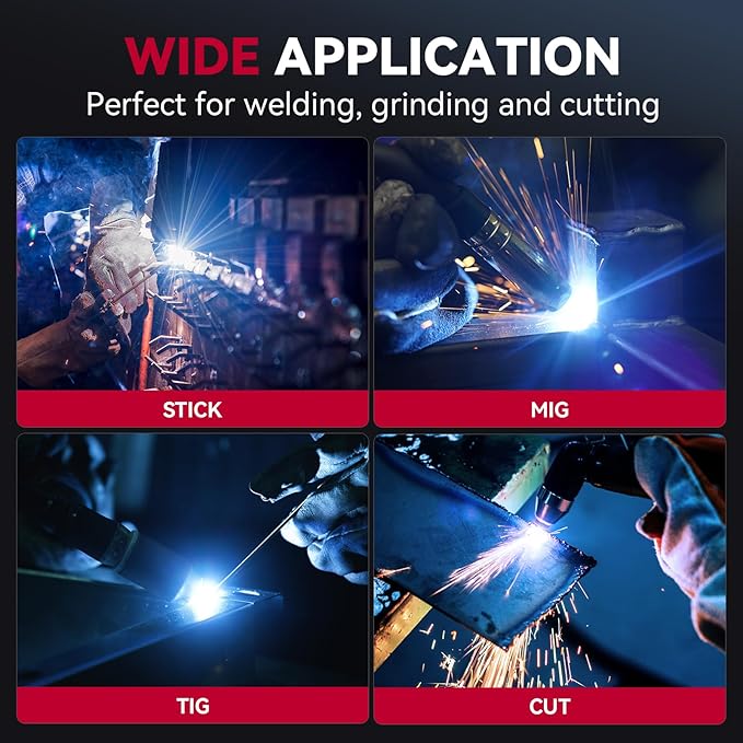 ARCCAPTAIN 3.94" x 3.66" Auto Darkening Welding Helmet, Solar Powered True Color Welding Hood, 1/1/1/1 Top Optical Clarity Welder Helmet, 4 Arc Sensor Wide Shade 4/5-9/9-13 for Stick MIG TIG Cut