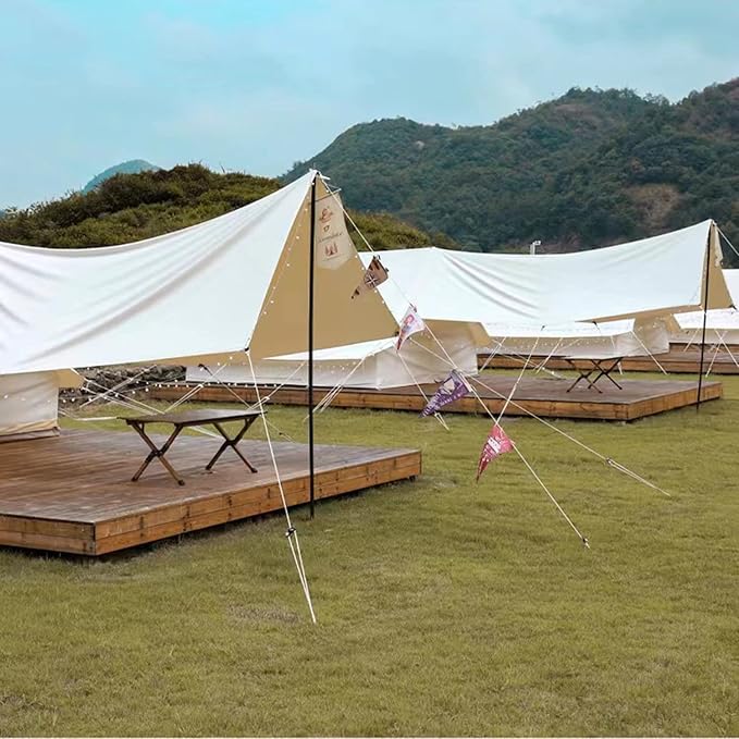 8 Pack High-Reflective Guy Lines 4mm Tent Cords High-Strength Lightweight Camp Ropes with Aluminum Adjuster Tensioner for Tent, Tying Down Tarps, Camping, Outdoor Packaging (Khaki)