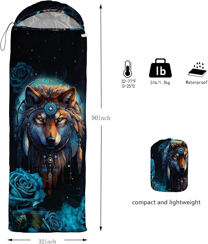 HOSIMA Dear Hunting Pattern Cold Weather Sleeping Bags for Adults,Black Light Weight Sleeping Bags for Kids Adults,WaterProof Sleeping Bags for Outdoors Hiking.