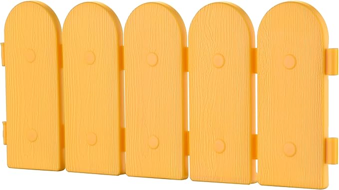 Evelyne Garden Border Edging: Wooden Fence Design - 8pcs Timber Yard Landscaping Fence Liner Lawn Edge Barrier - 10ft Kit of Decorative Lawn Landscape Panels Elements -Landscaping Edging-GMT-10374-C08