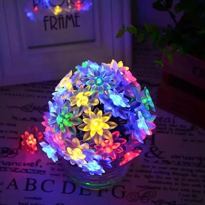 Decorative Flower String Lights, 9.8 FT 30 LED Battery & USB Plug in Powered Novelty Fairy Floral Lamps for Bedroom Window Garden Wedding Party Christmas Easter Tree Hanging Decor (Multicolor)