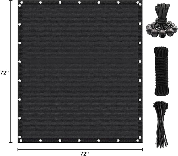 Artpuch 90% Sun Shade Cloth, 6 x 6 FT Pergola Shade Cover Canopy with Grommets, Sun Screen Fabric Tarp for Patio, Outdoor, Garden, Backyard, Black