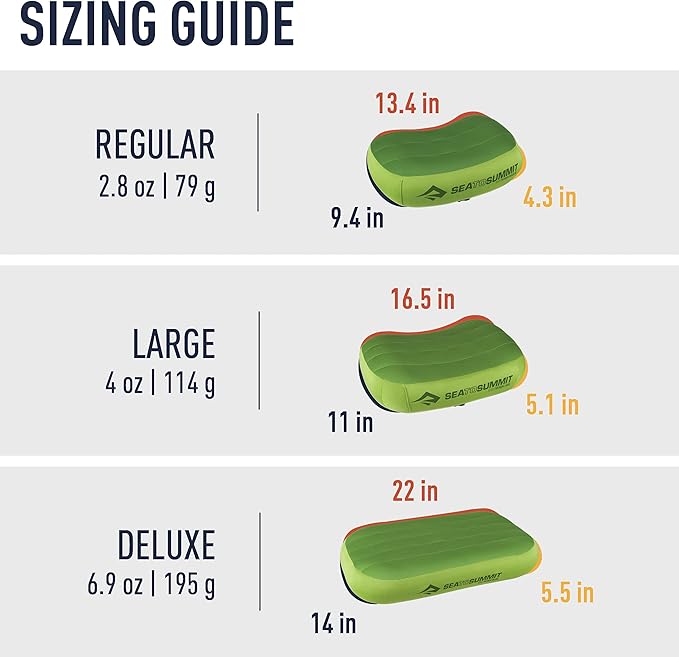 Sea to Summit Aeros Premium Inflatable Travel Pillow, Regular (13.4 x 9.4), Navy Blue