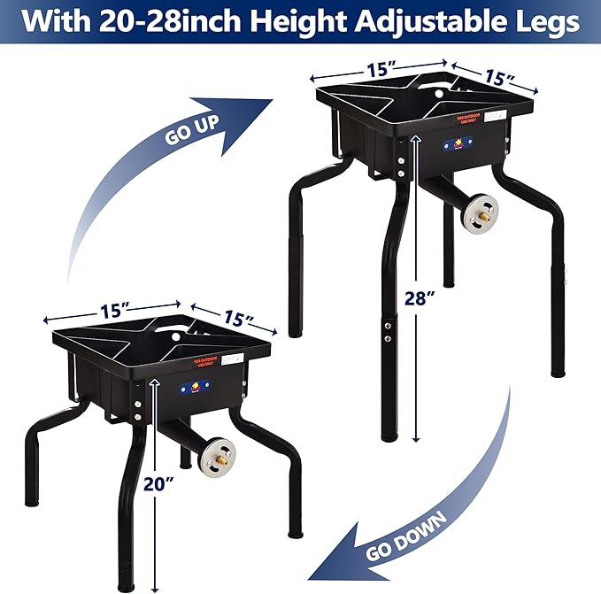ARC 200,000BTU Propane Burner Camp Stove for Outdoor Cooking,with Removable Legs,Ideal for Woks, Skillets and Pots