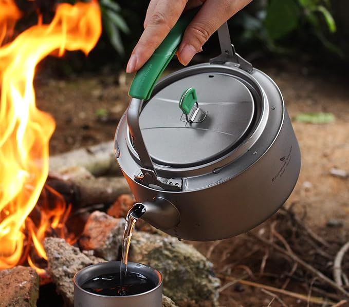 Boundless Voyage Titanium Kettle 800ml/1200ml with Folding Handle Filter Outdoor Camping Big Capacity Teapot (800ml)